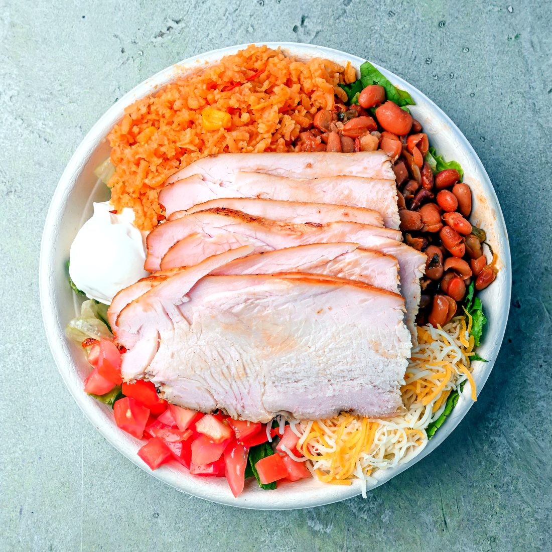 South Texas Restaurant Campaign — A clean, top-down turkey bowl.